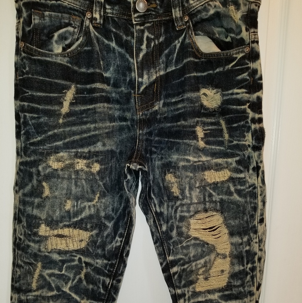 Dark Blue Mens Distressed Jeans